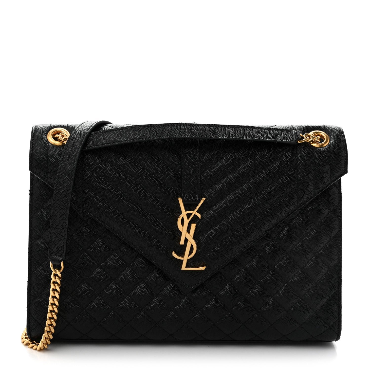 Saint Laurent Grain De Poudre Textured Mixed Matelasse Large Triquilt Monogram Satchel Black