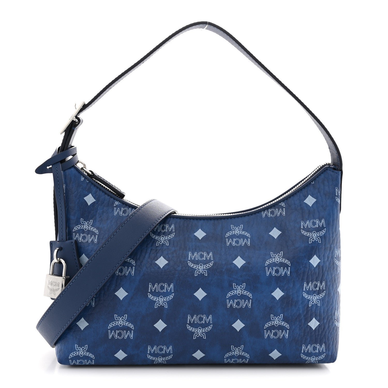MCM Visetos Aren Hobo Crossbody Bag Blue