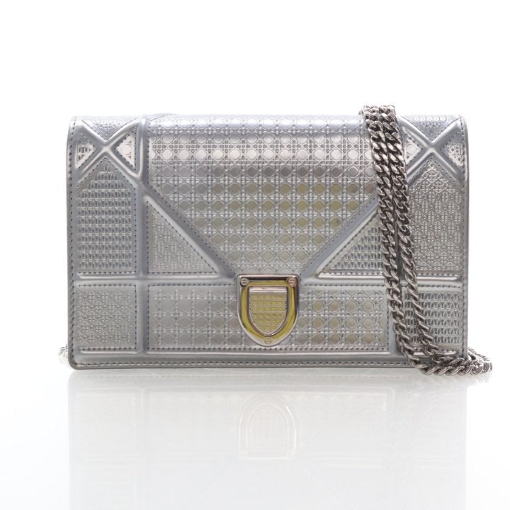 Christian Dior Patent Cannage Embossed Diorama Wallet On Chain (WOC)