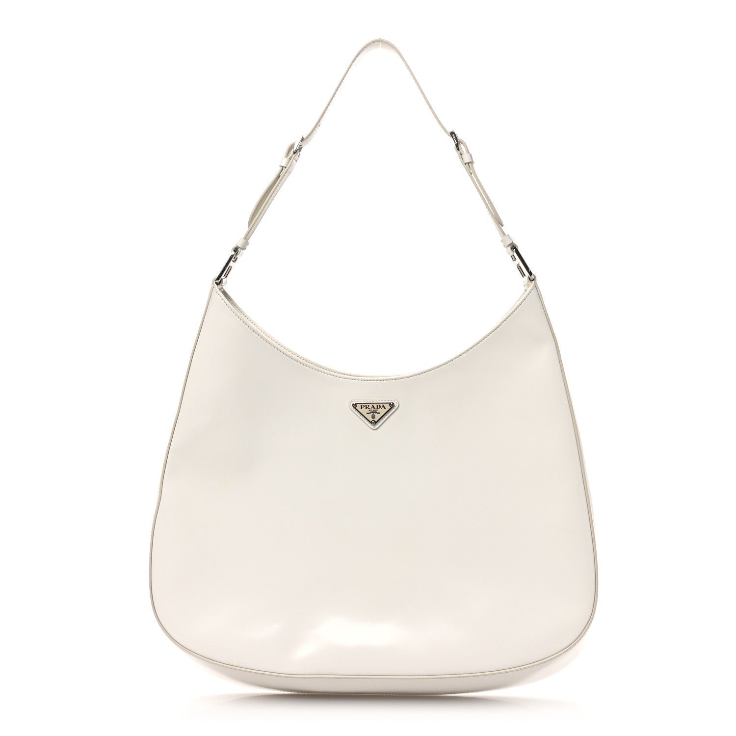 Prada Spazzolato Maxi Cleo Adjustable Strap Shoulder Bag White