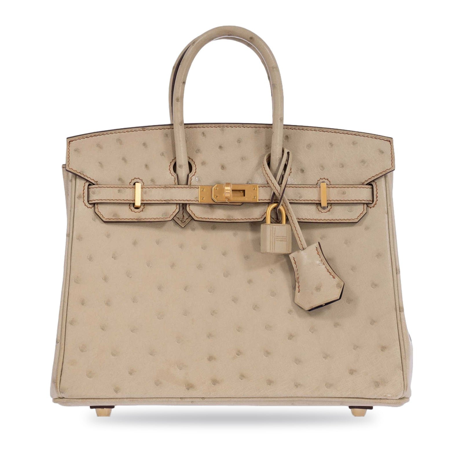 Hermès Birkin 25 HSS Nata and Bleu Saphir Ostrich Brushed Gold Hardware