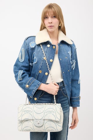 2021 Wave Denim Jumbo Flap Bag