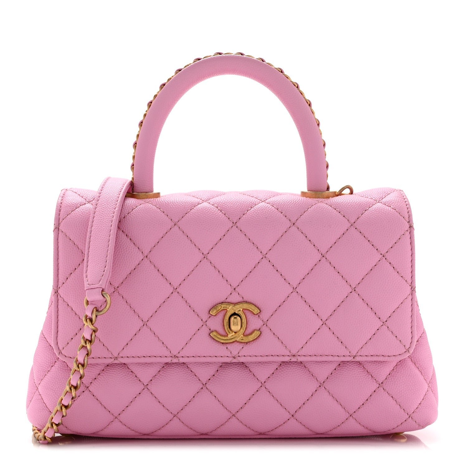Chanel Caviar Quilted Mini Coco Chain Handle Flap Pink