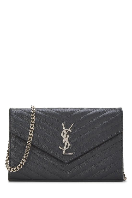 Navy Grainy Leather Monogram Wallet On Chain (WOC)