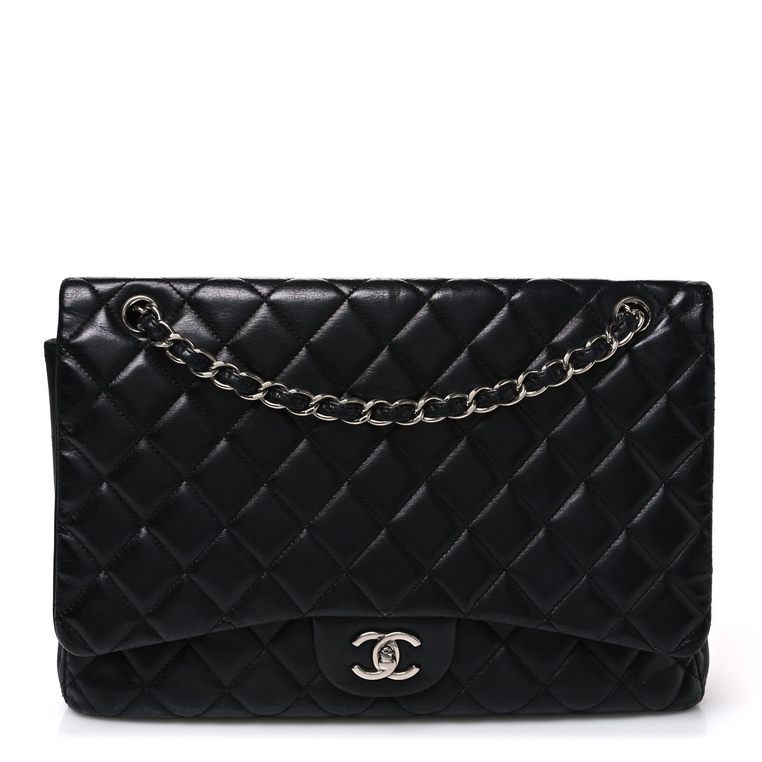 Chanel Lambskin Quilted Maxi Double Flap Black