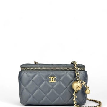 Calfskin Pearl Crush Vanity Case Small