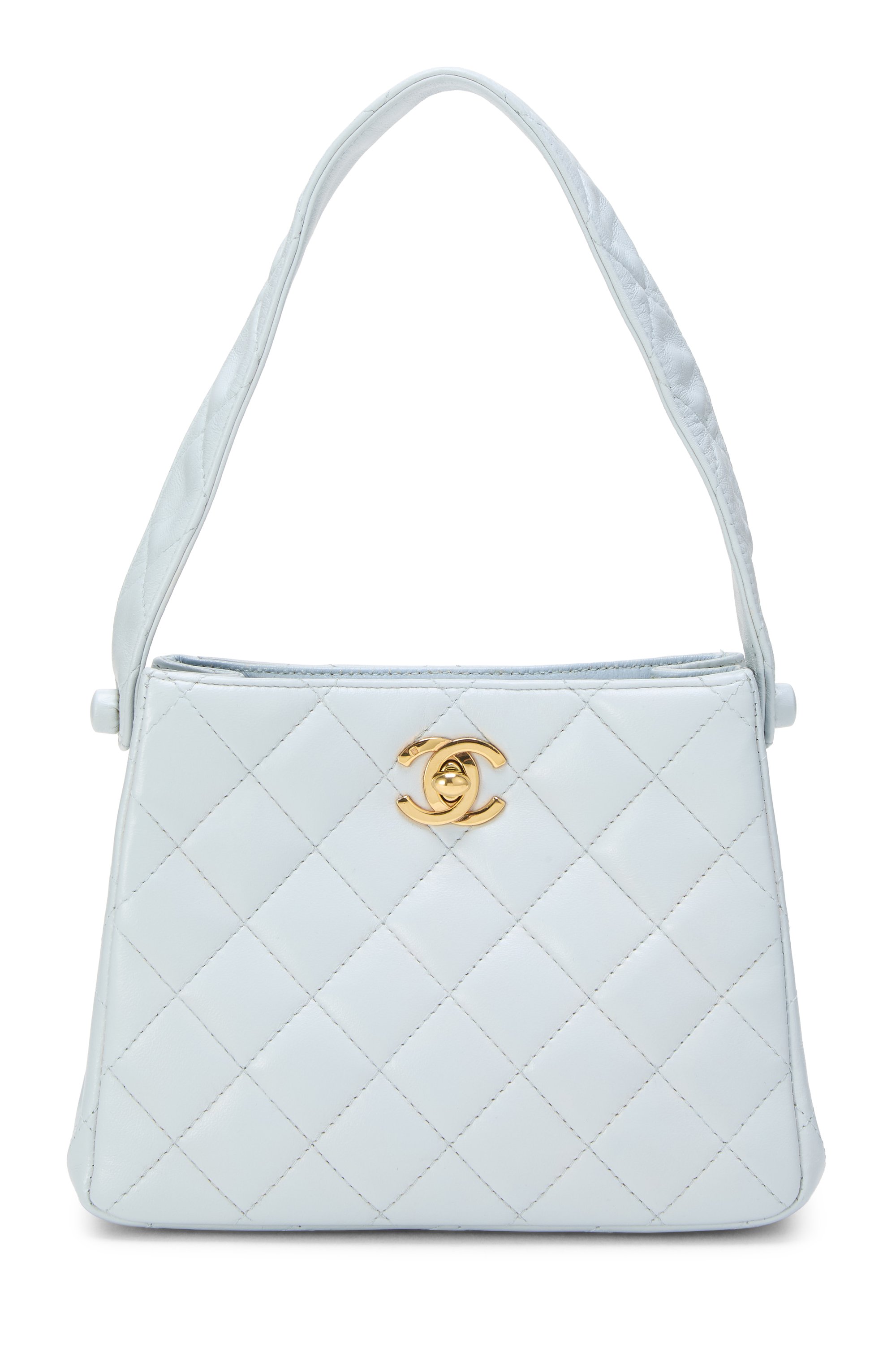 Chanel Blue Quilted Lambskin Double Turnlock Shoulder Bag Mini