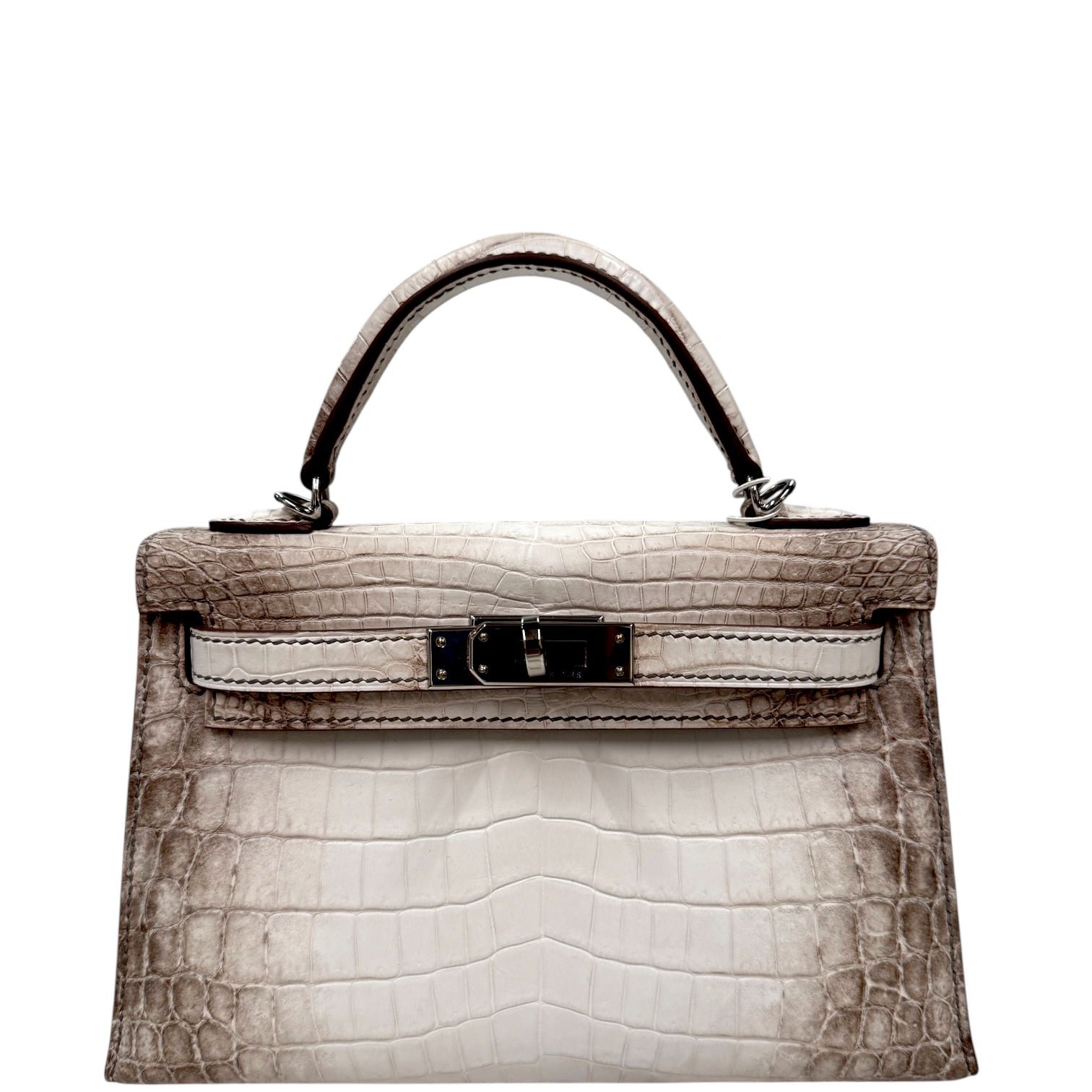 Hermes Hermès Kelly Mini II Sellier Himalayan Niloticus Crocodile Palladium Hardware