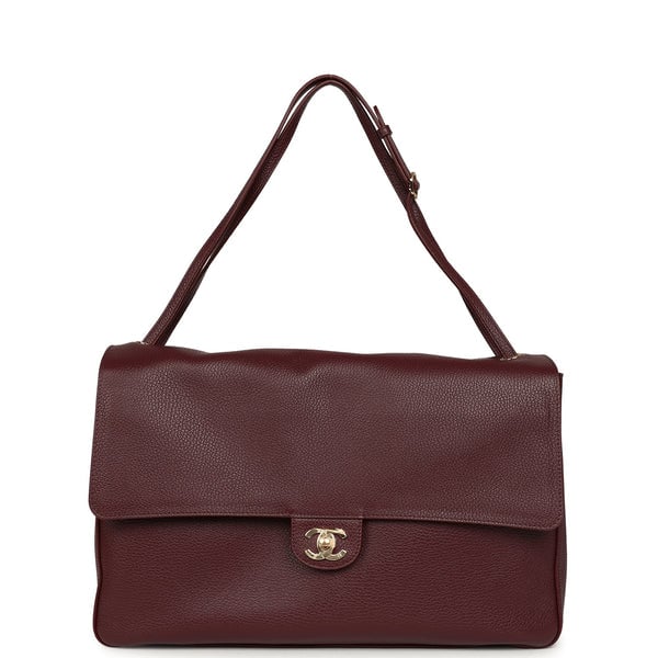 Chanel Maxi "Souplissimo" Large Flap Bag Dark Burgundy Caviar Gold Hardware