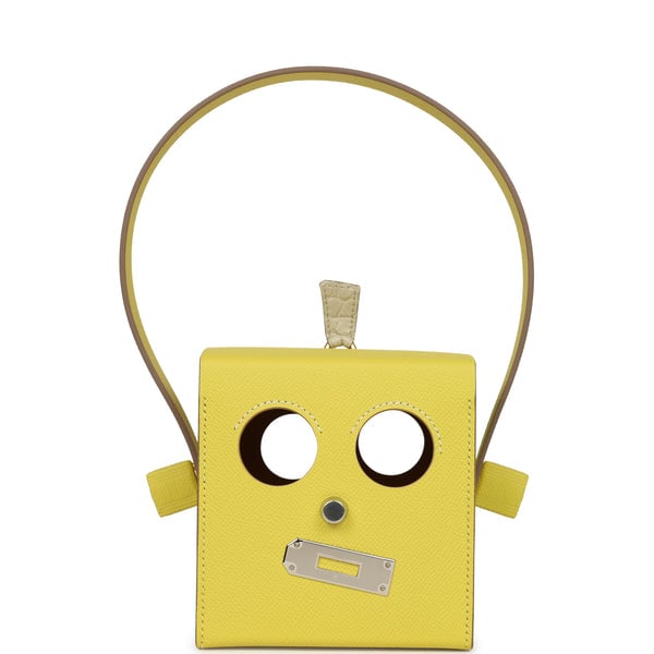 Hermes Petit H Robot Cube Minaudiere Jaune Citron Epsom, Beton, Vert D'eau Matte Alligator Mississippiensis Mixed Metal Hardware