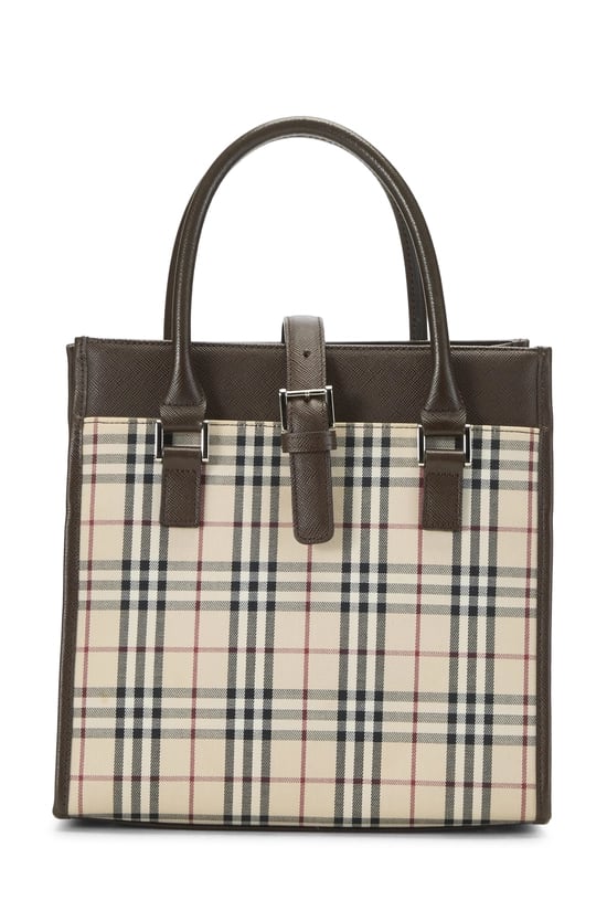Brown Jacquard Buckle Handbag Small