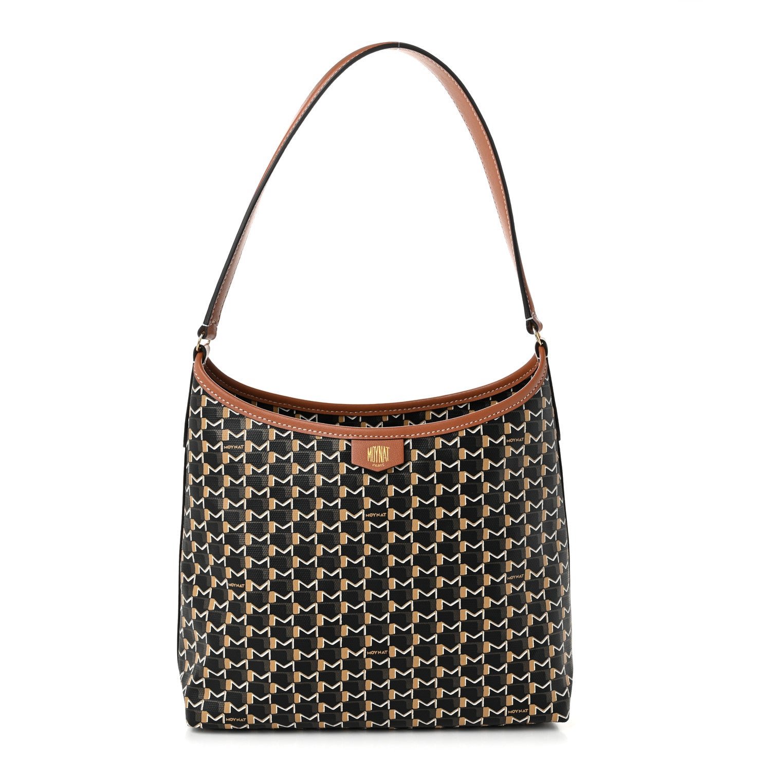Moynat Moynat Calfskin Canvas M Mini Hobo Bag Brown