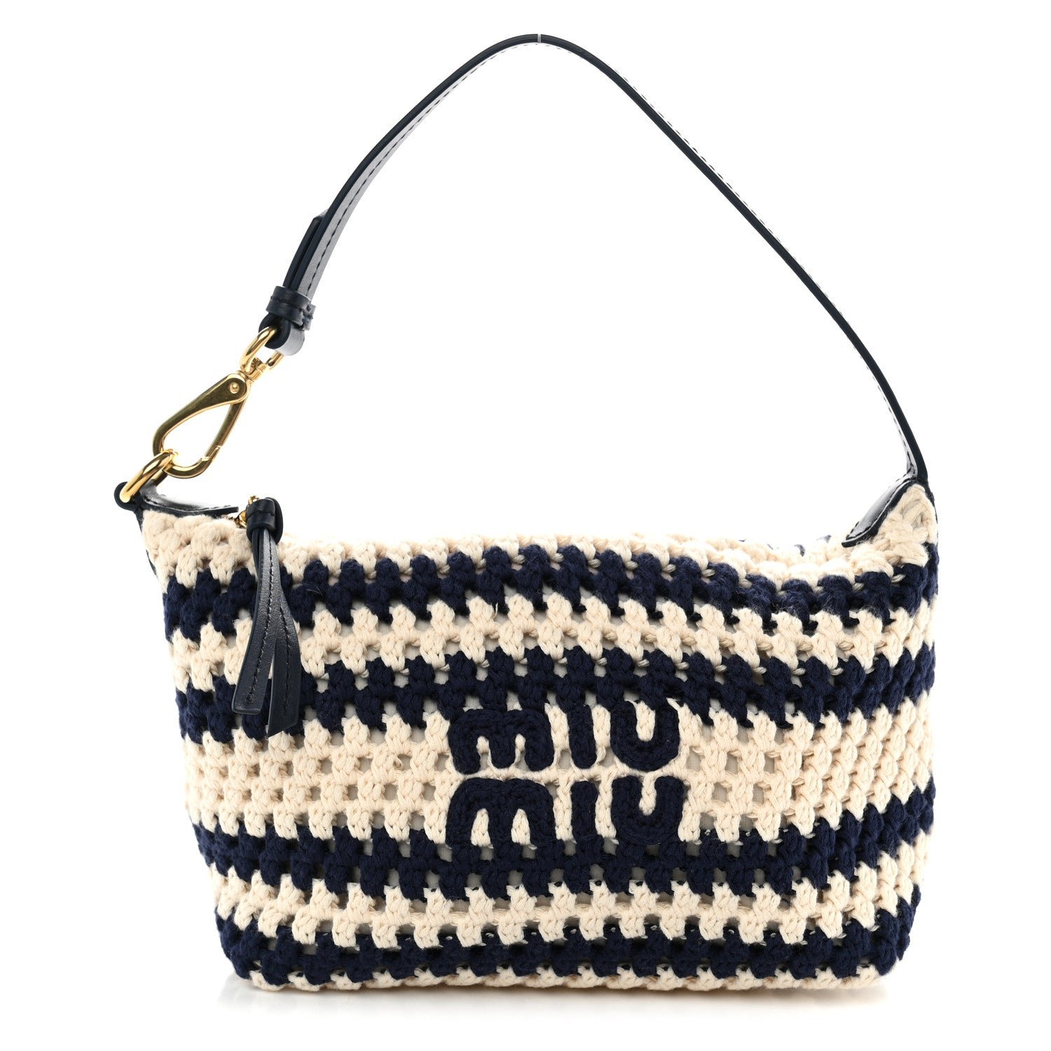 Miu Miu Fabric Crochet Pouch Blue White