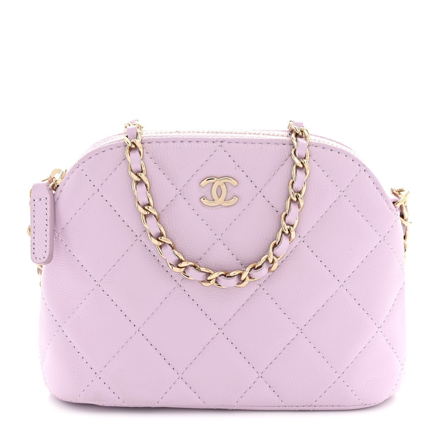 Chanel Caviar Quilted Mini Classic Clutch With Chain Light Purple