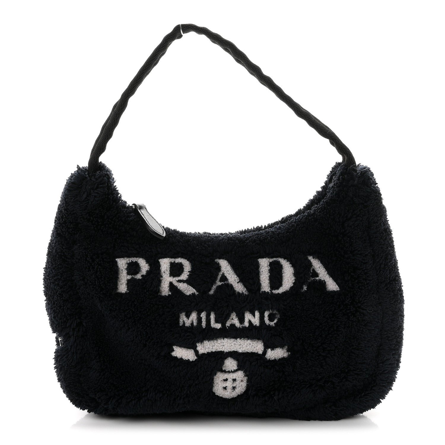 Prada Terry Cloth Mini Re-Edition 2000 Bag Black White Black White