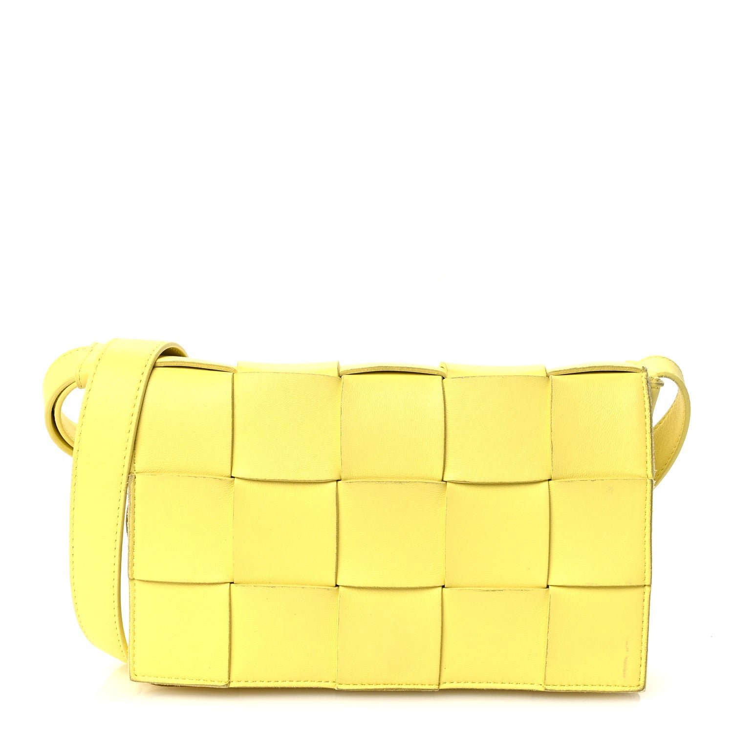 Bottega Veneta Lambskin Maxi Intrecciato Small Cassette Crossbody Bag Lemonade