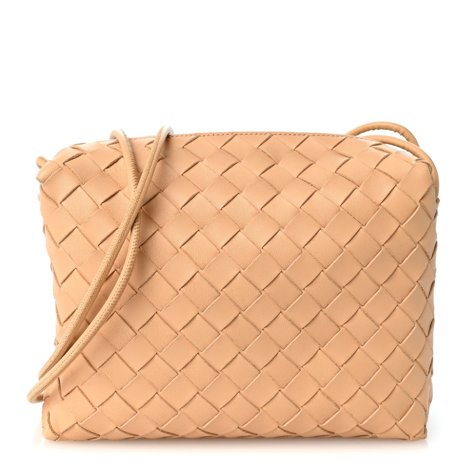 Bottega Veneta Nappa Intrecciato Small Loop Camera Bag Almond