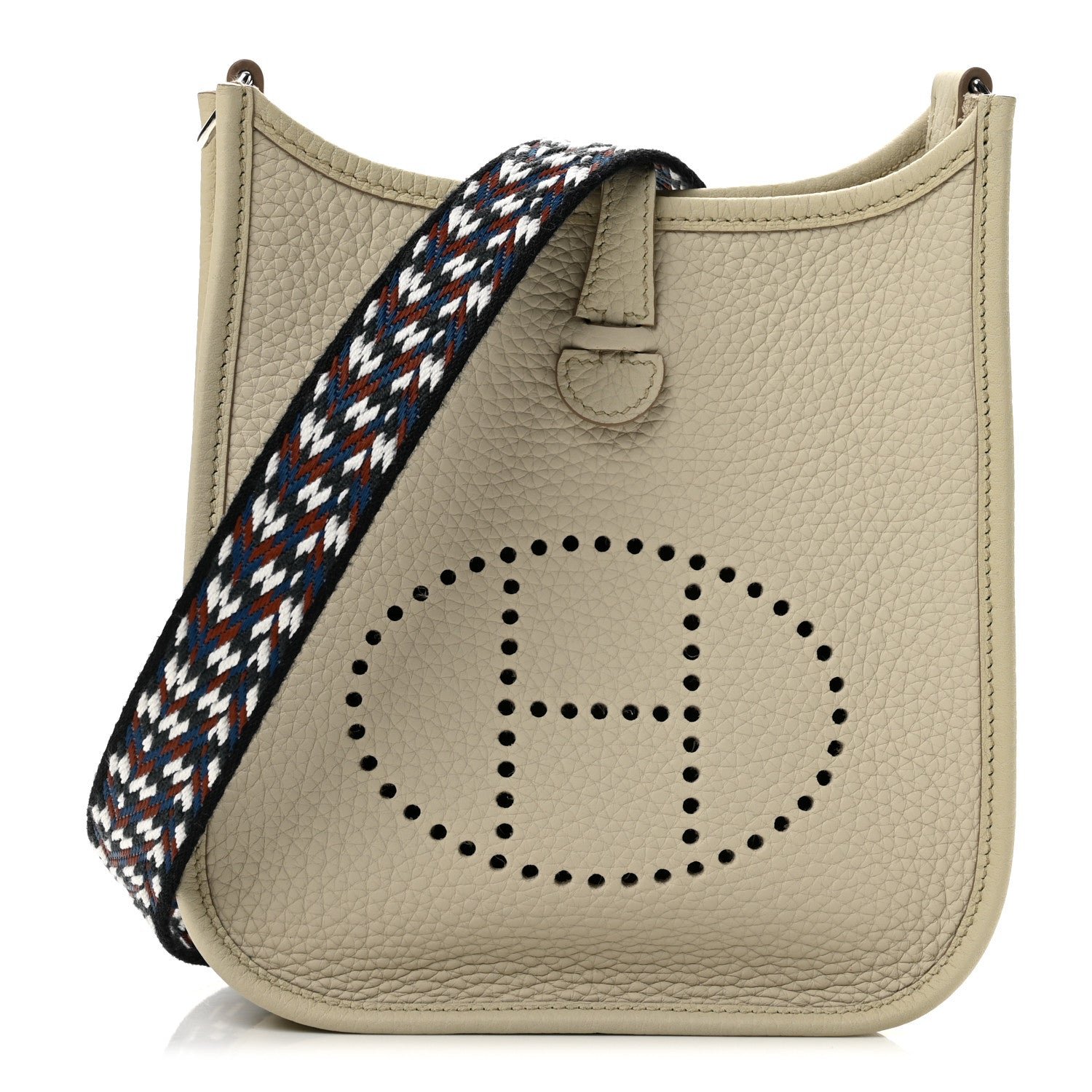 Hermes Taurillon Clemence Zigzag Evelyne TPM Beton Black White Deep Bleu