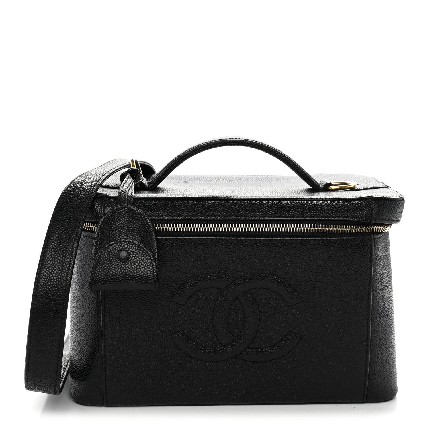 Chanel Caviar CC Vanity Train Case Black