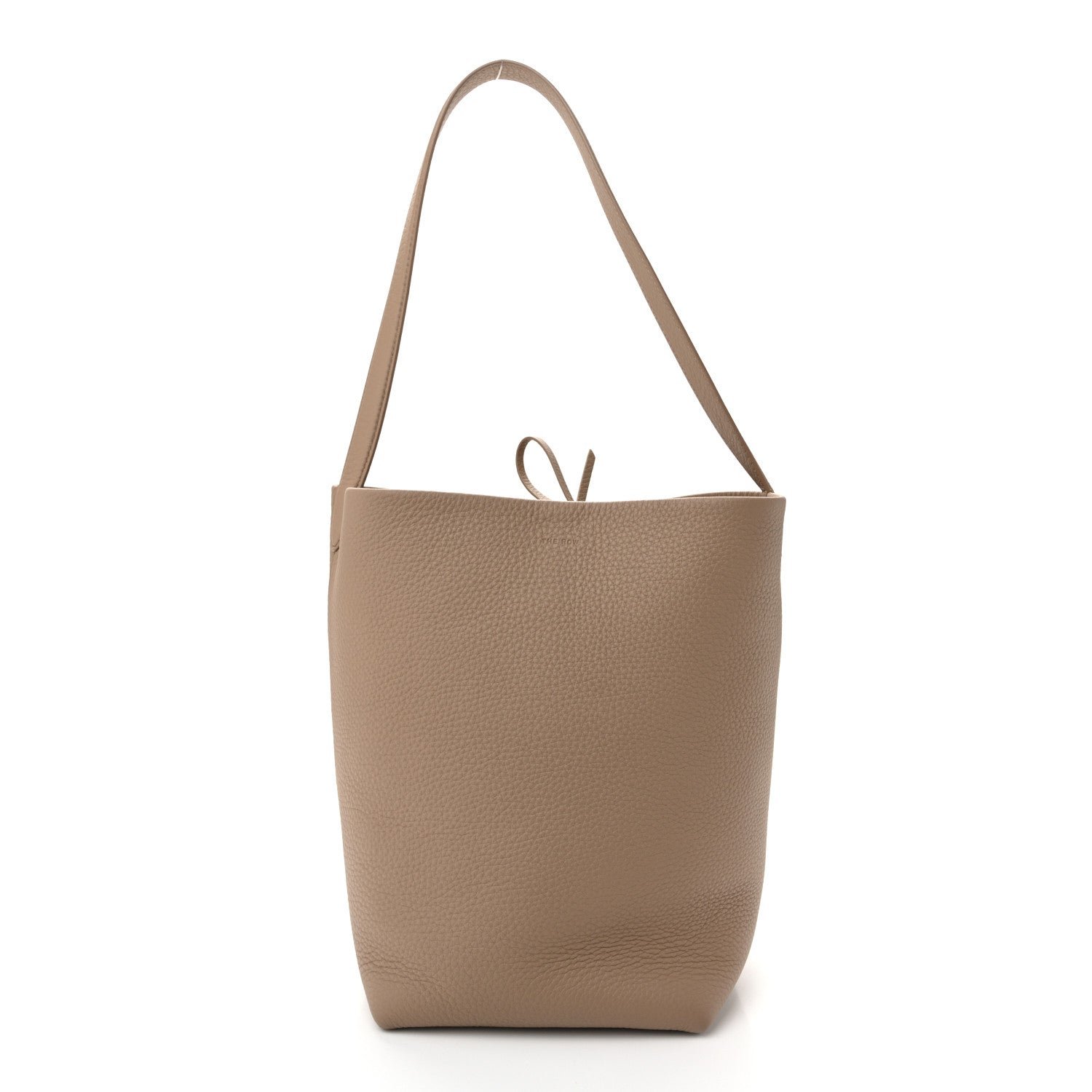 The Row Grained Calfskin Medium N/S Park Tote Dark Taupe