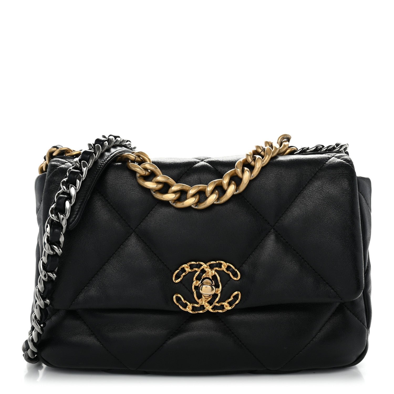 Chanel Goatskin Quilted Medium Chanel 19 Flap Black