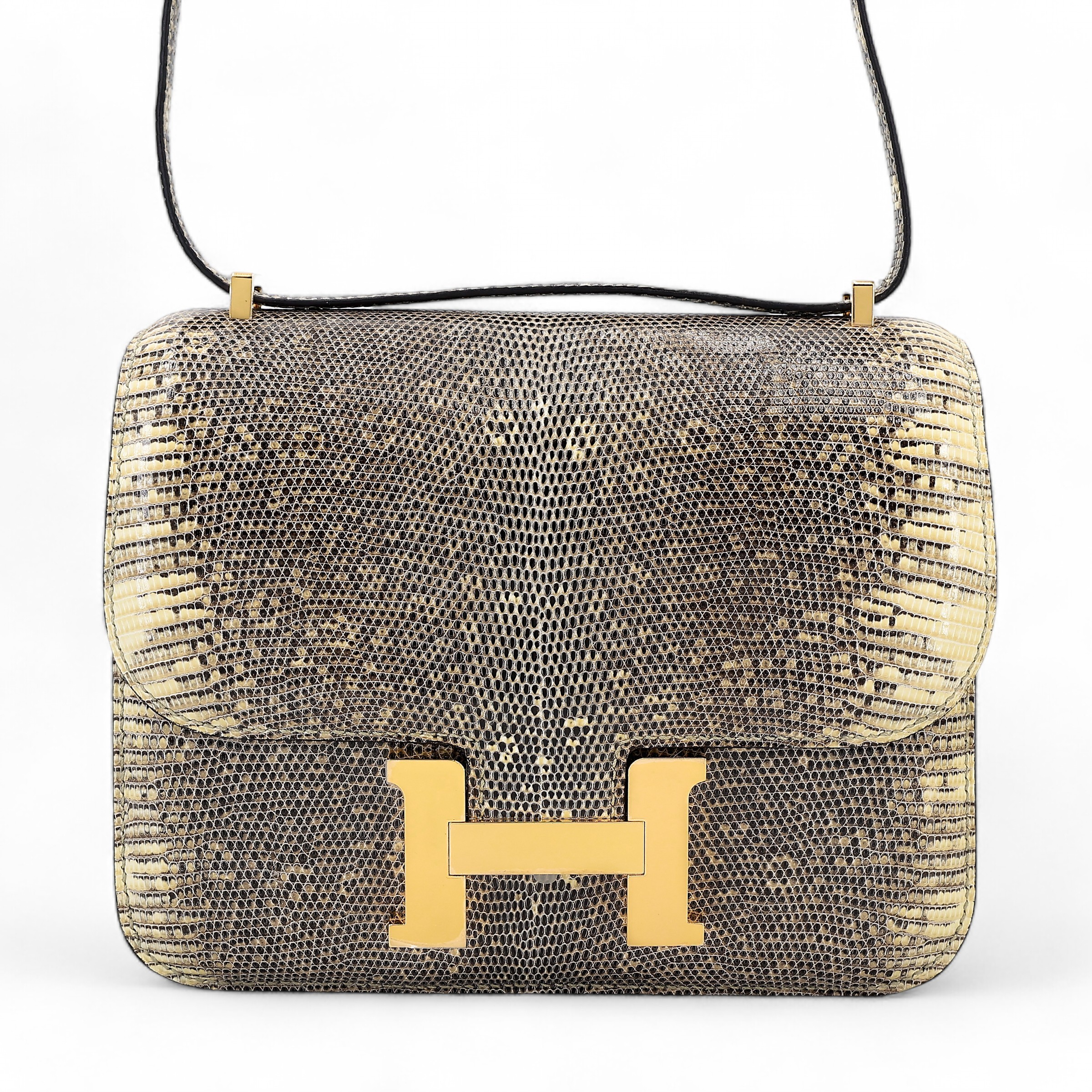 Hermes Very Good ( Rank A) HERMÈS Constance Mini Ombré (1B) Lizard Gold hardware D (2019)