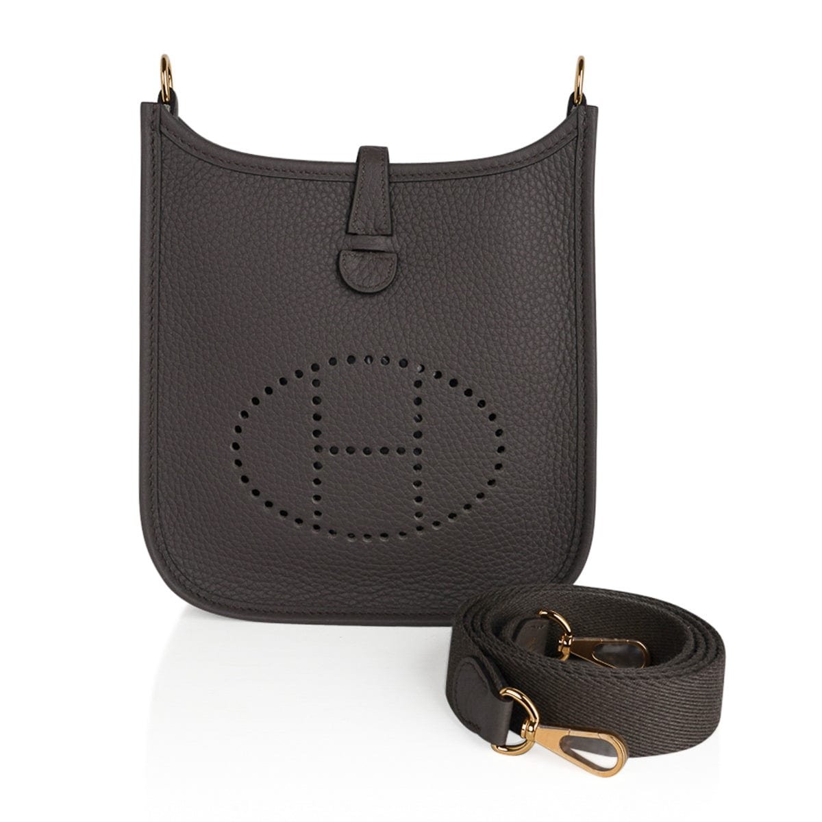 Hermes Hermes Mini Evelyne TPM Bag Etain Clemence Leather with Gold Hardware