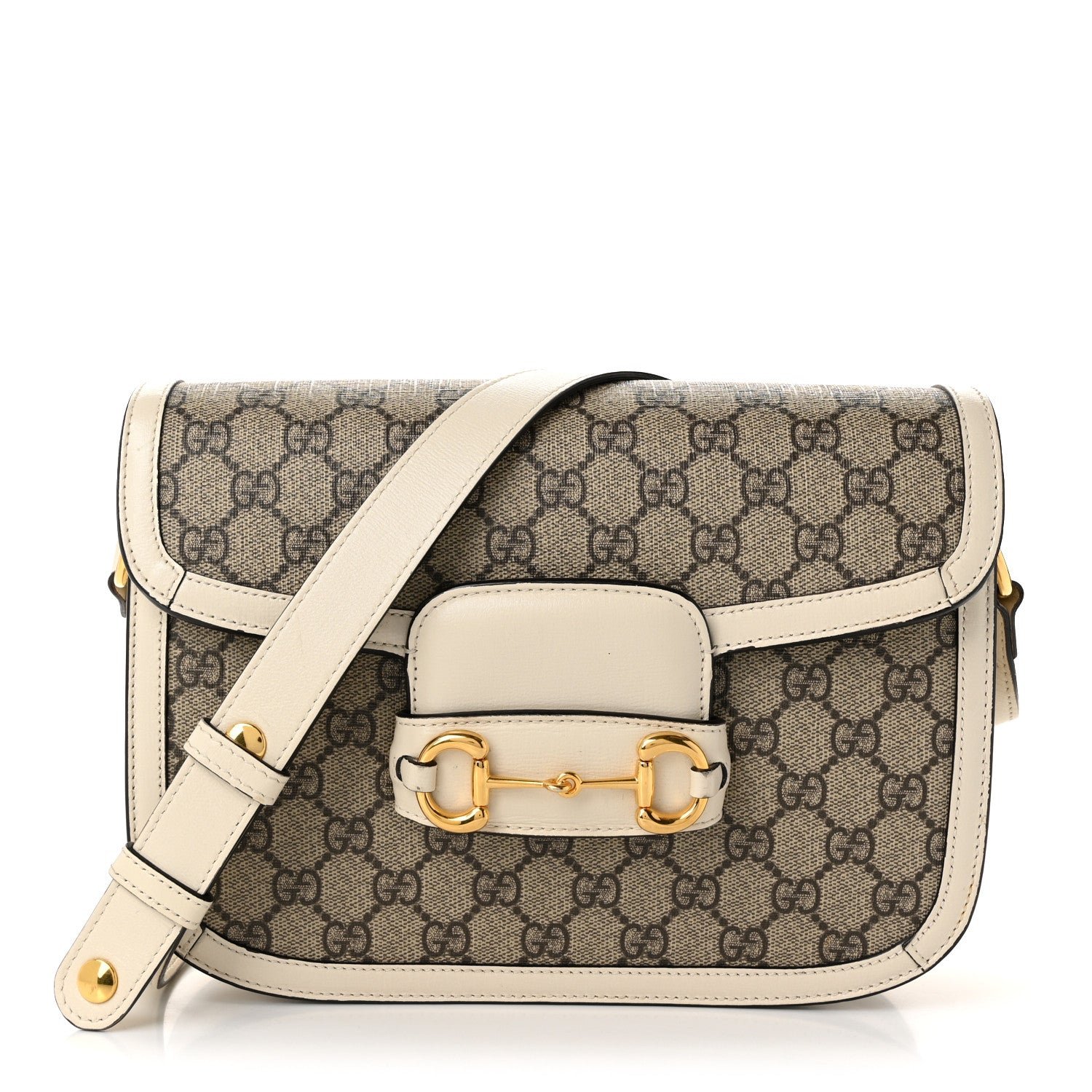 Gucci GG Supreme Monogram Horsebit 1955 Shoulder Bag Beige Mystic White