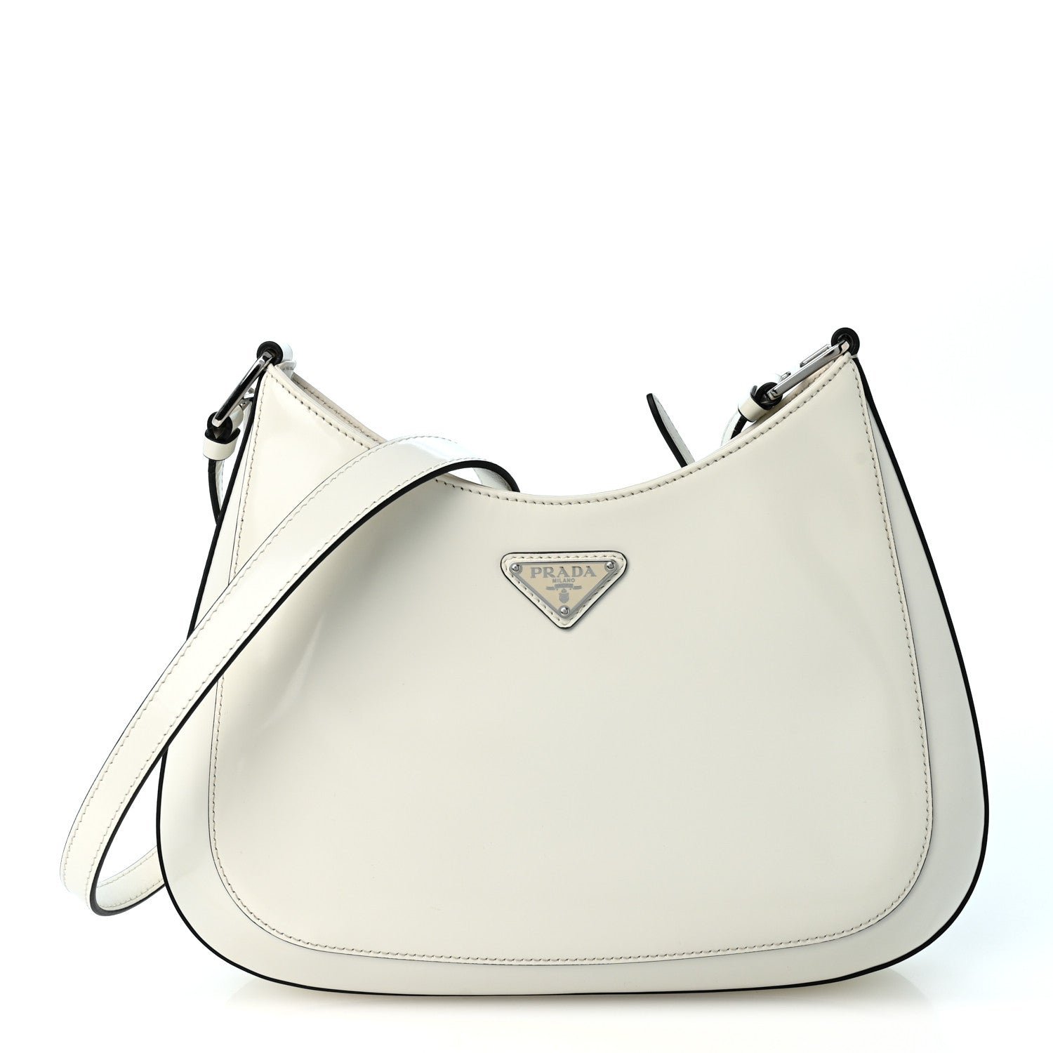 Prada Spazzolato Cleo Adjustable Strap Shoulder Bag White