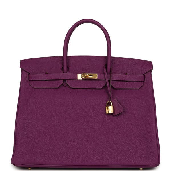 Pre-owned Hermes Birkin 40 Anemone Togo Gold Hardware
