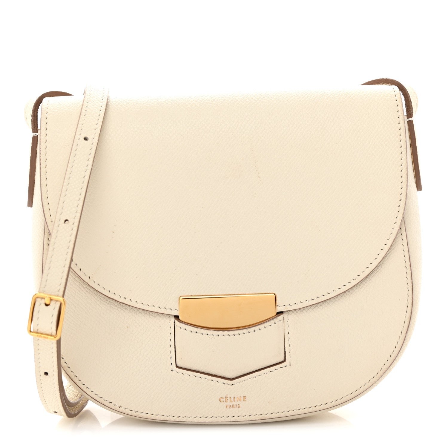Celine Grained Calfskin Small Trotteur White