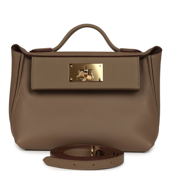 Hermes Hermes Mini 24/24 Bag Etoupe Evercolor and Swift Gold Hardware