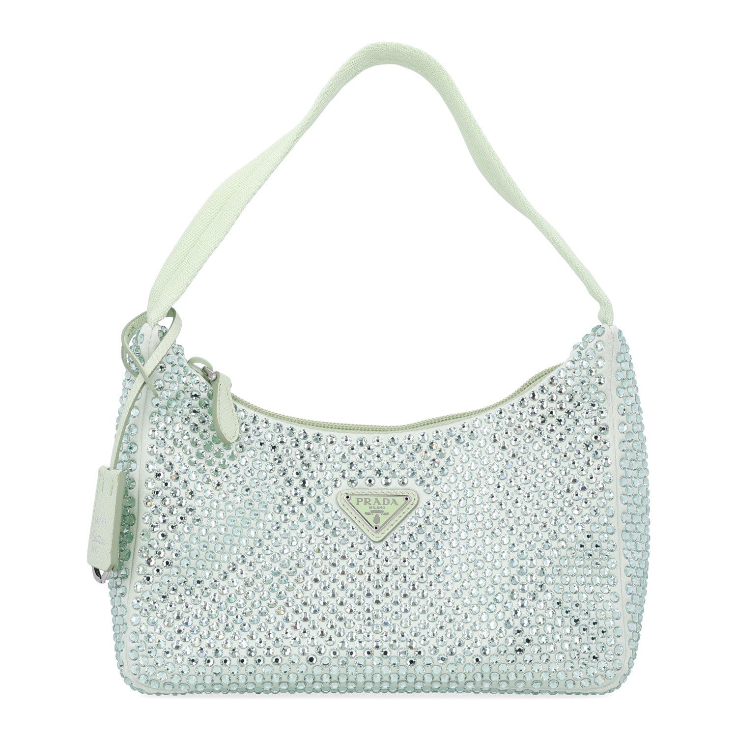 Prada Satin Crystal Mini Re-Edition 2000 Bag Acqua