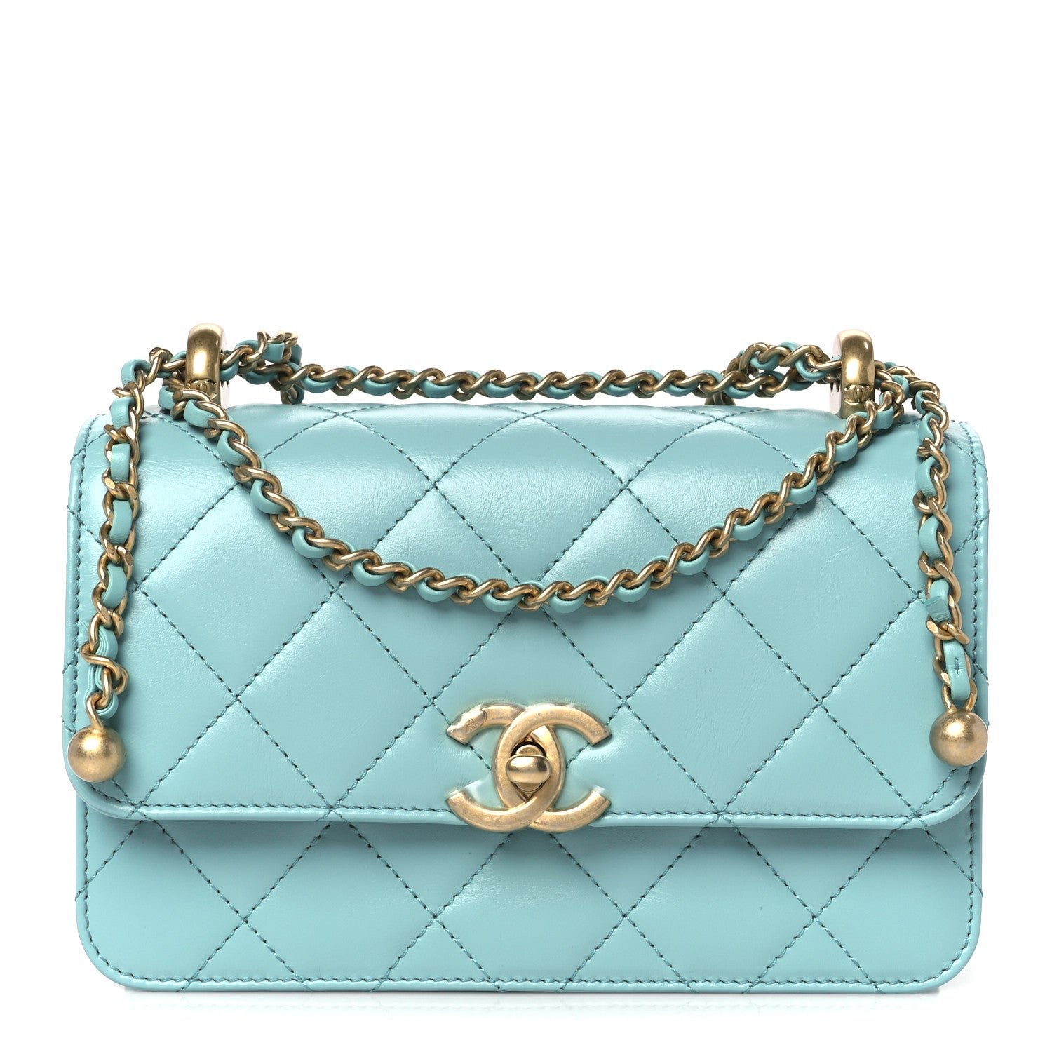 Chanel Calfskin Quilted Mini Perfect Fit Flap Turquoise
