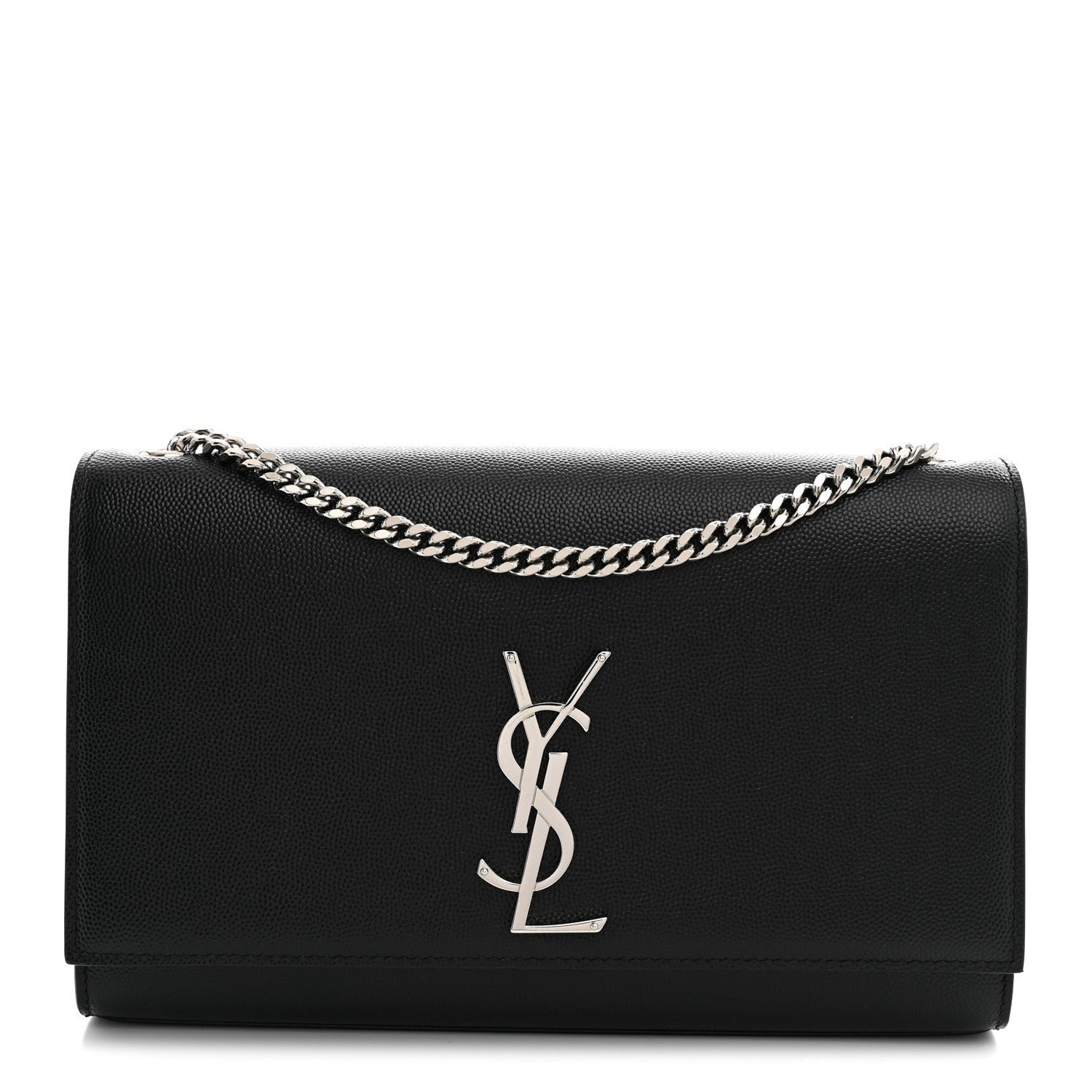 Saint Laurent Grain De Poudre Medium Classic Monogram Kate Satchel Black