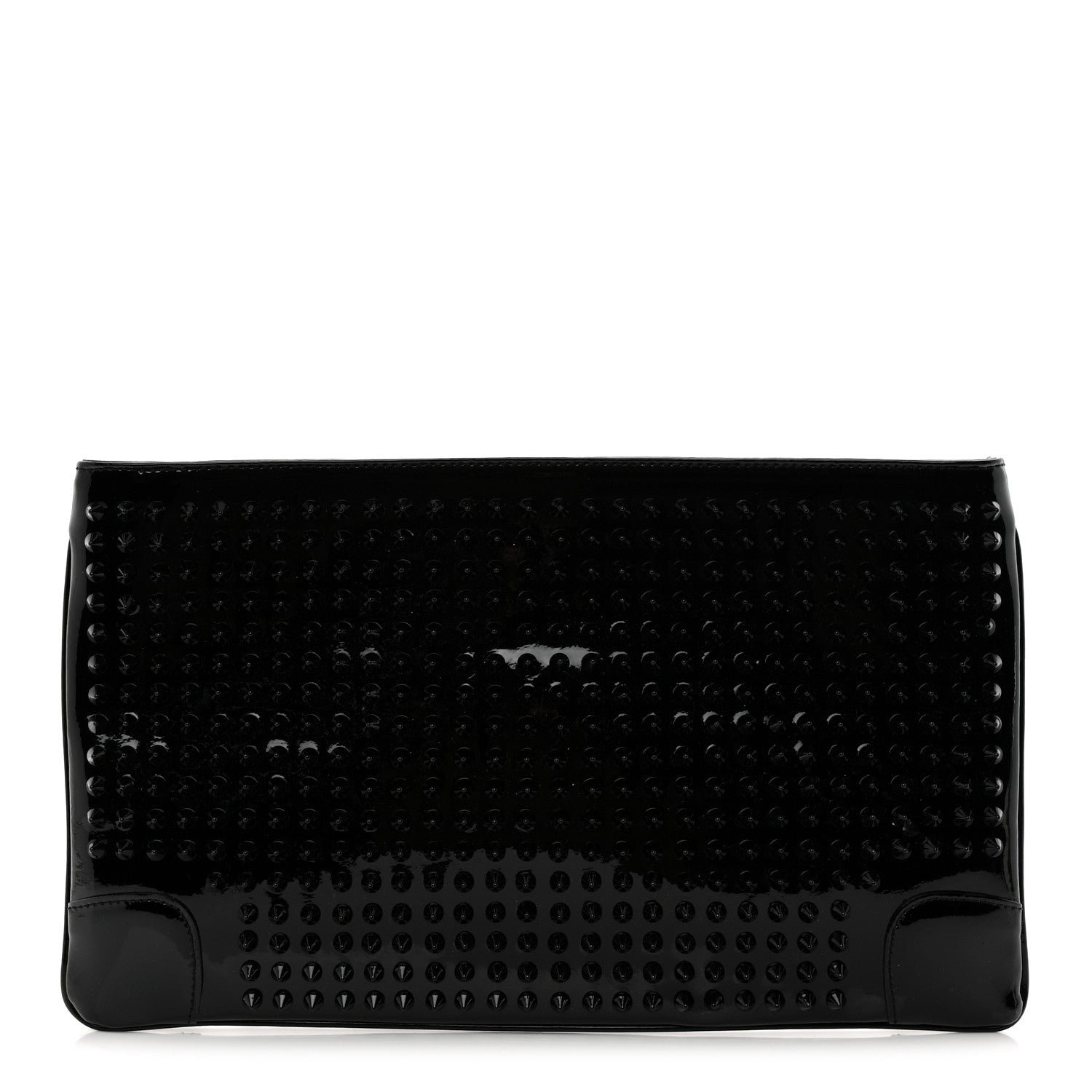 Christian Louboutin Patent Calfskin Studded Loubiposh Chain Clutch Black