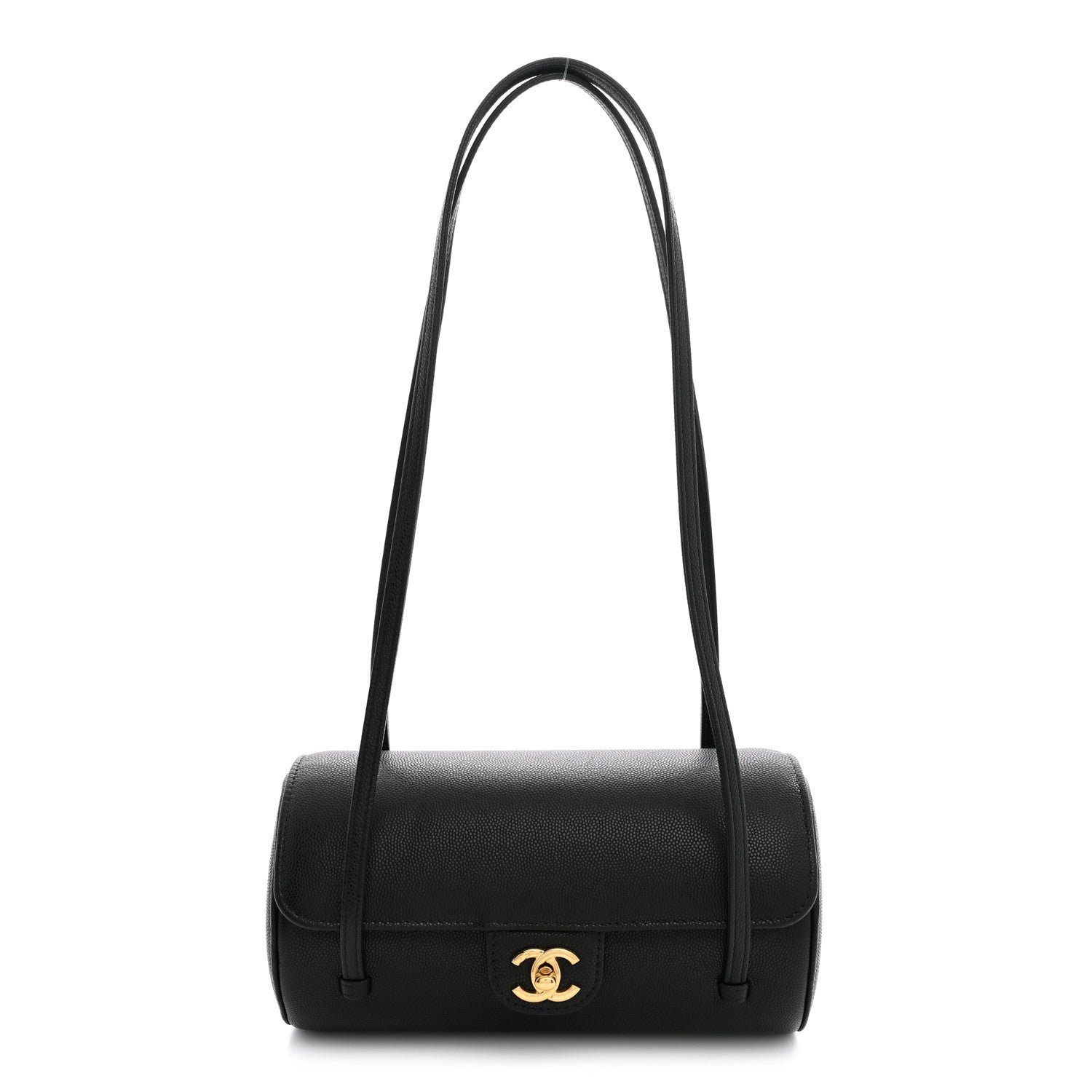 Chanel Shiny Caviar Preppy Coco Small Bowling Bag Black
