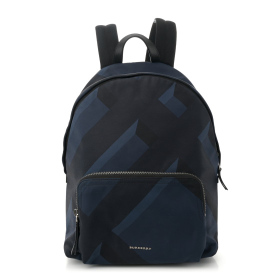 Burberry Nylon Check Print Abbeydale Simple Backpack Navy