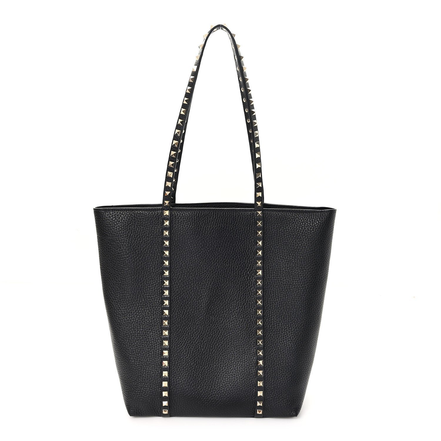 Valentino Garavani Grained Calfskin North South Rockstud Tote Black