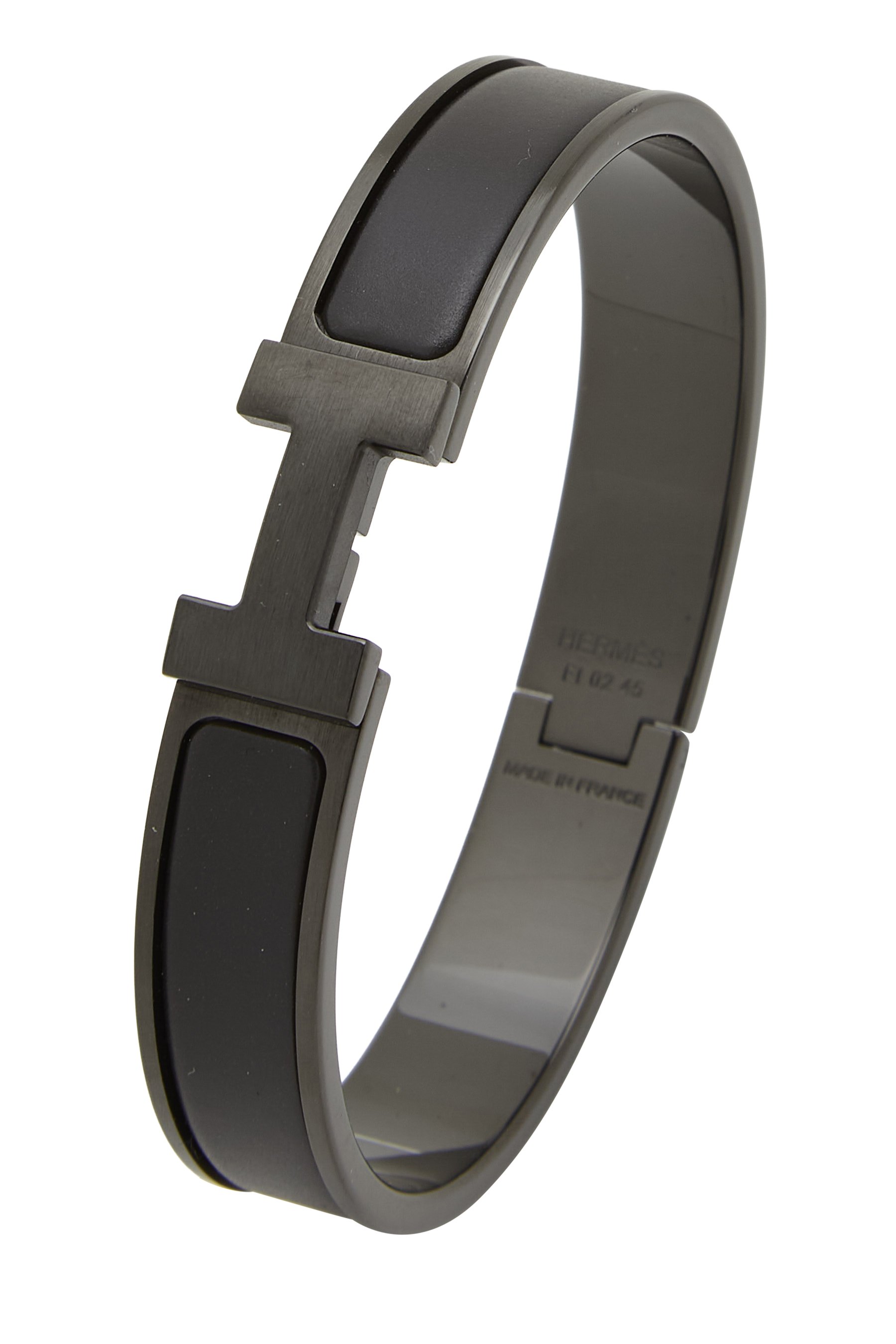 Black Enamel Clic-Clac 'H' Bracelet Narrow PM