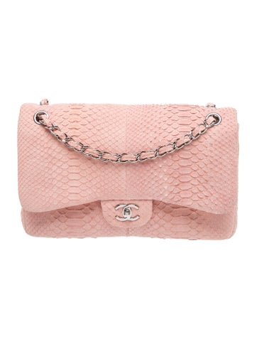 Classic Jumbo Python Double Flap Bag