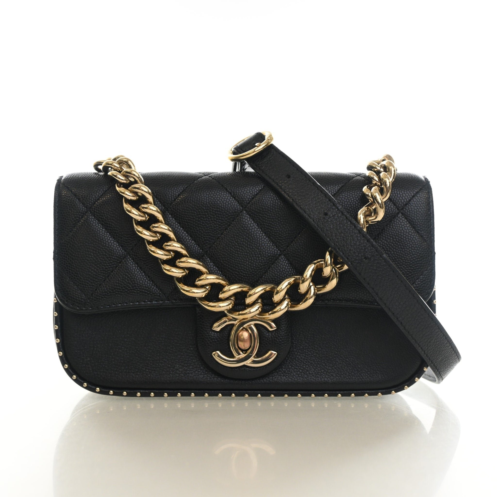 Chanel Small Caviar Studded Flap Bag
