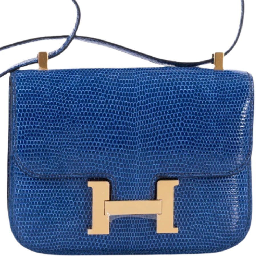 Hermes Hermès Constance 14 Micro Bleu Saphir Niloticus Lizard Gold Hardware