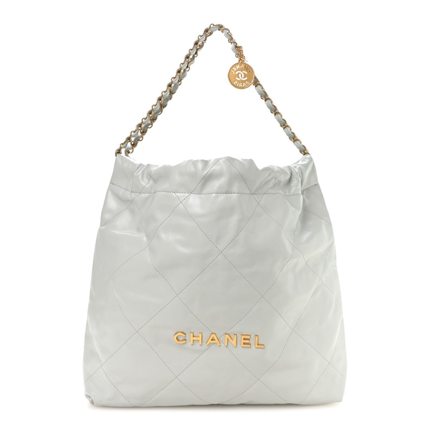 Chanel Shiny Calfskin Quilted Chanel 22 Light Blue