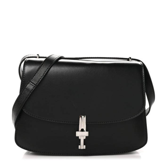 The Row Polished Saddle Calfskin The Sofia 8.75 Crossbody Black