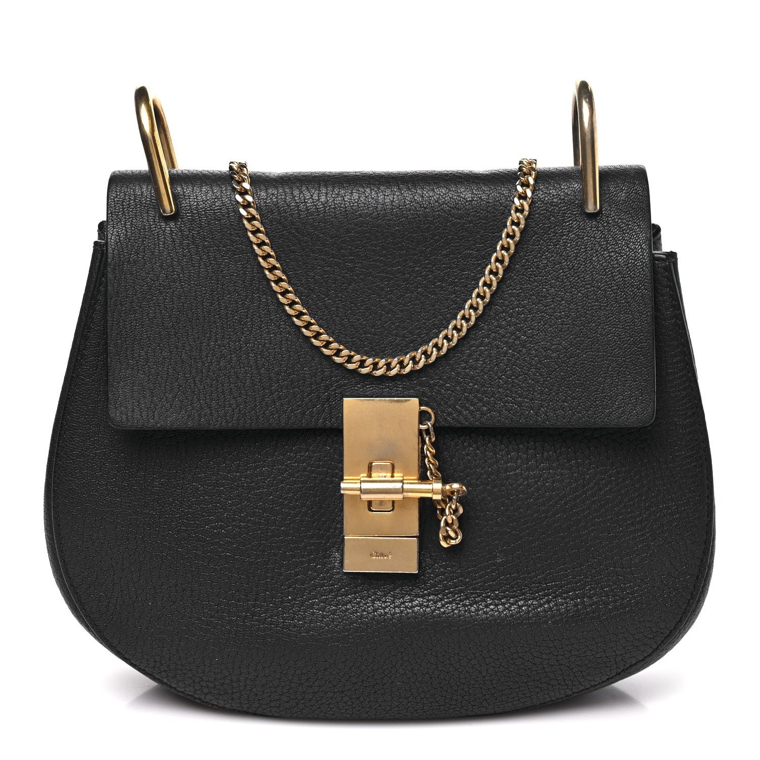 Chloe Grained Lambskin Drew Shoulder Bag Royal Navy