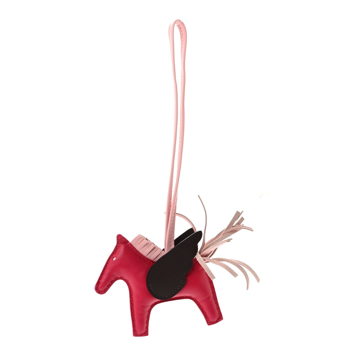 Hermes Milo Lambskin Grigri Rodeo Pegase Horse Bag Charm PM Framboise Rose Sakura Rouge Sellier