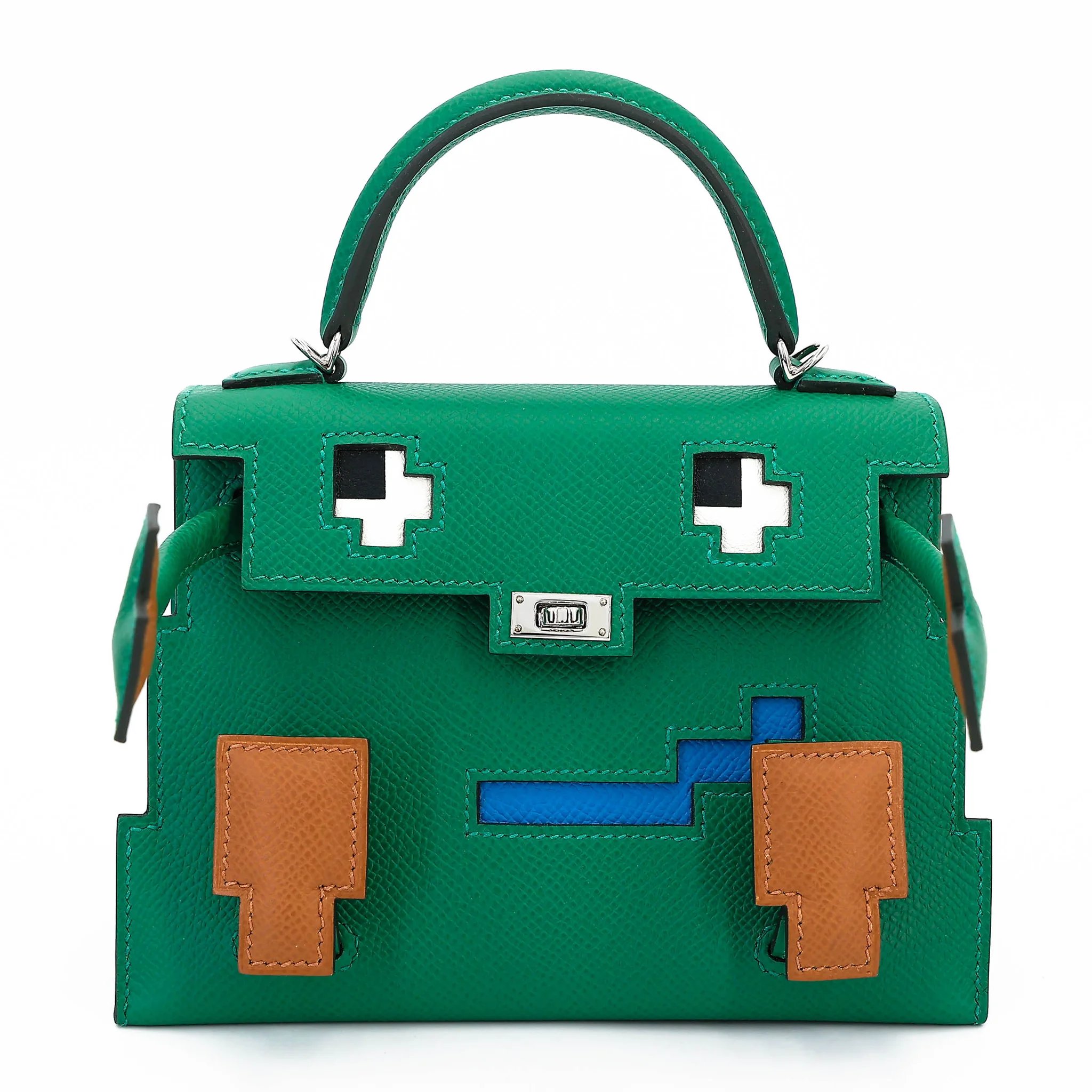 Unused ( Rank NS ) HERMÈS Limited Edition Kelly Doll Picto Vert Vertigo (U4) Gold (37) Bleu Zanzibar (B3) Gris misty (H0) Epsom Palladium hardware W (2024)