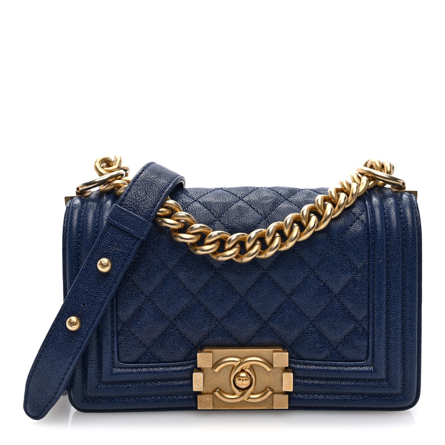 Chanel Caviar Quilted Small Boy Flap Dark Blue