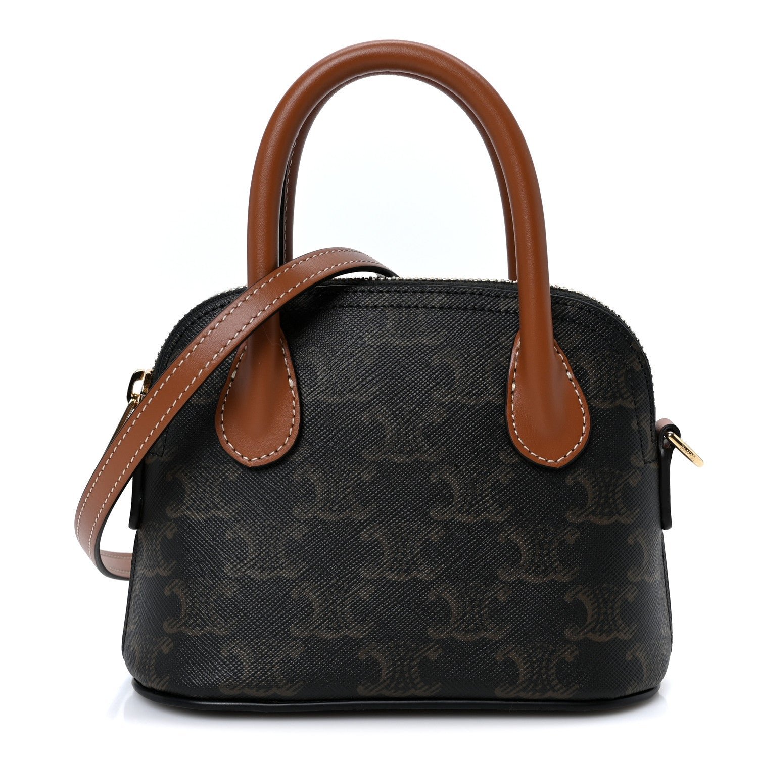 Celine Canvas Calfskin Triomphe Mini Honorine Bag Tan